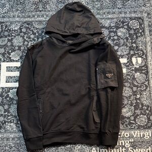 Prada Black Sweatshirt with Logo Pocket